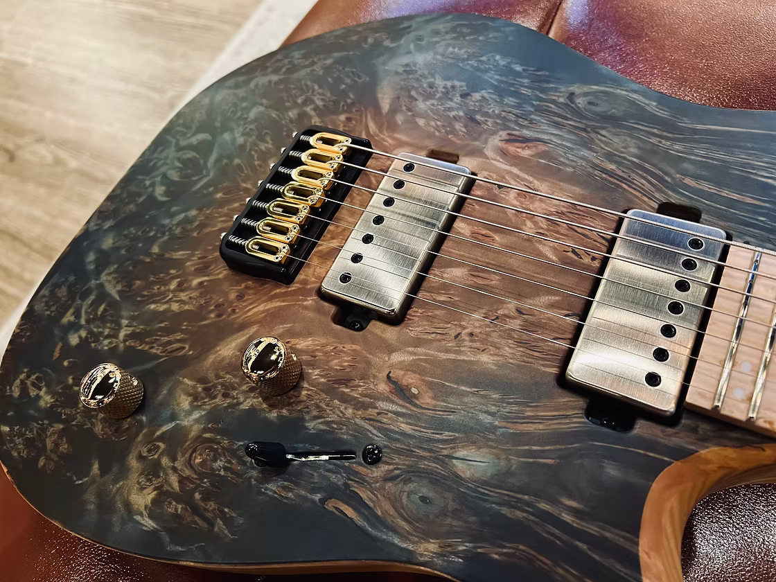 Mayones Duvell Elite 7 5A Trans Natural Fade Aquamarine Burst