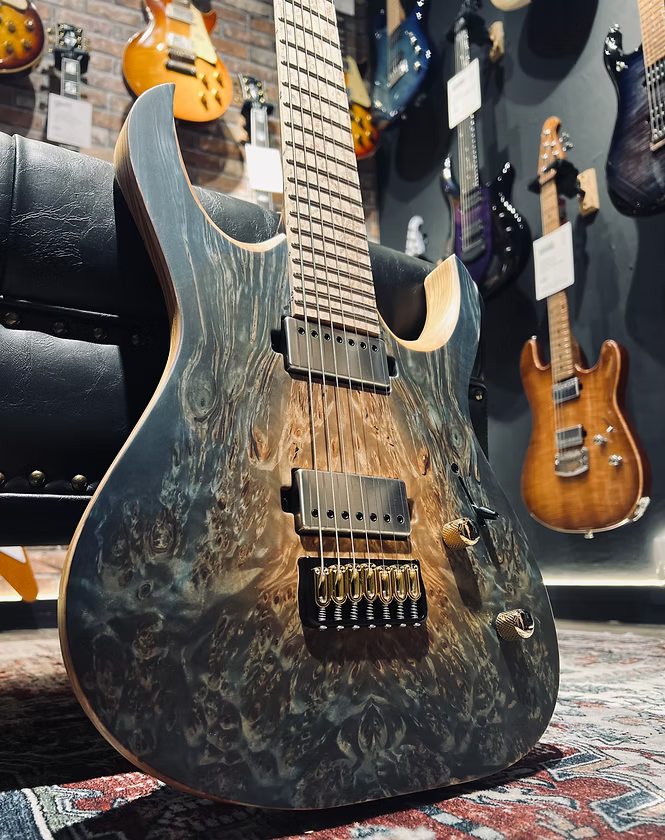 Mayones Duvell Elite 7 5A Trans Natural Fade Aquamarine Burst