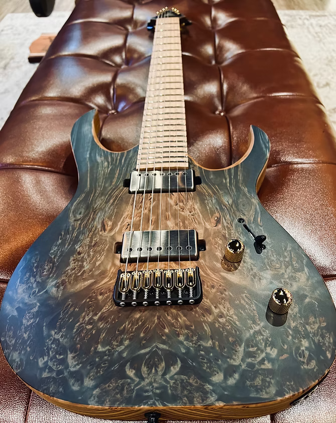 Mayones Duvell Elite 7 5A Trans Natural Fade Aquamarine Burst