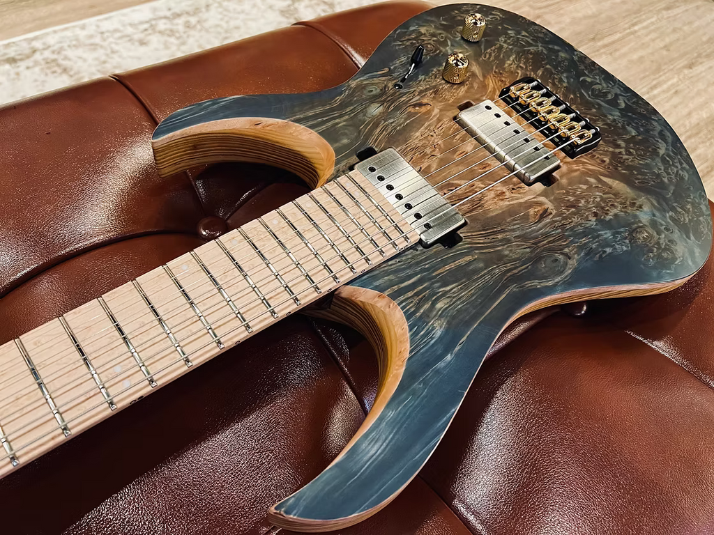 Mayones Duvell Elite 7 5A Trans Natural Fade Aquamarine Burst